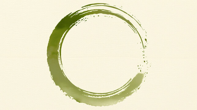 和風の円相デザイン 抹茶色の筆文字フレーム