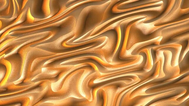 Abstract liquid gold texture with shimmering golden brown waves for elegant backgrounds and design