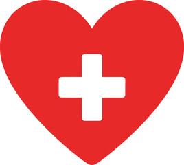 Chinese New Year Red Heart with White Cross Symbol &ndash; Festive Healthcare and Wellness Concept Illustration