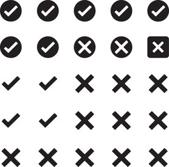 Obraz premium check mark icon button set. check box icon with right and wrong buttons and yes or no checkmark icons in green tick box and red cross. 