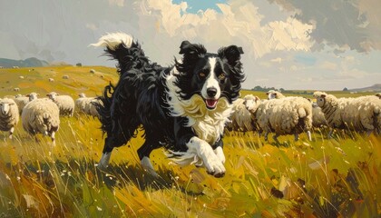 Fototapeta premium „Der Hütehund“ – Border Collie auf der Weide