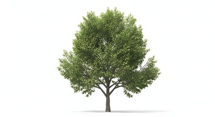 Obraz premium A lush green deciduous tree with a full canopy of leaves against a white background.