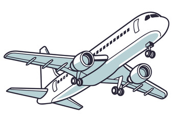 Commercial Airplane Vector Illustration Side View