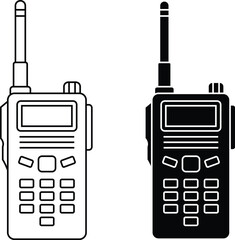 Walkie Talkie Radio Communication Icon Line and Solid Style Vector Illustration