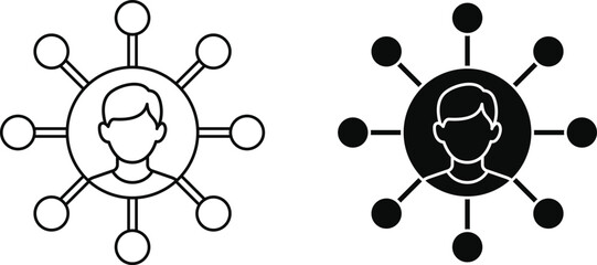 Man Network Connection Line Icon Vector Illustration