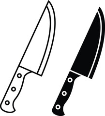 Kitchen Knife Line and Solid Icon Vector Illustration