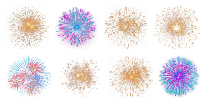 PNG Vibrant fireworks display celebration, element set on transparent background