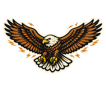 Vintage Eagle Mascot Logo Retro Flying Bird Illustration Isolated Transparent PNG