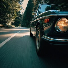 Vintage Car on Highway