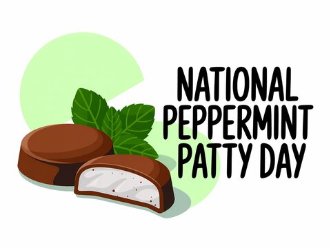 National peppermint patty day celebration with chocolate mint candies isolated on white background
