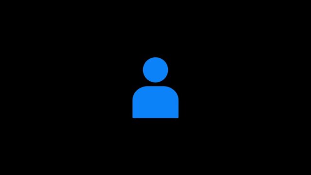 Blue user profile icon representing a person or account on a minimalist black background