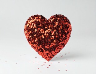 Fototapeta premium red sparkly heart on white background