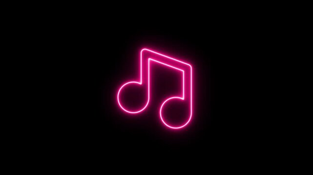 neon glowing music player audio icon on black background sound control media interface animation in 4k