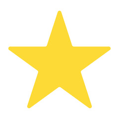 Obraz premium Simple yellow five-point star icon with rounded corners isolated on white.