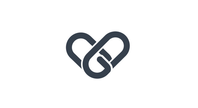 Minimalist heart shaped chain link logo design element.