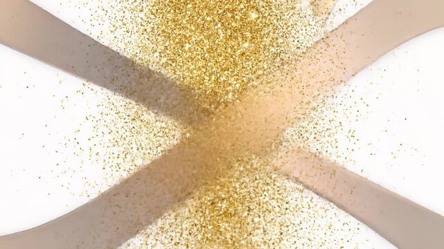 Abstract Background With Intersecting Gold, Bronze, and Brown Ribbons With Glitter Accents