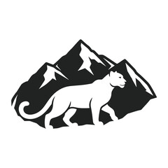 Fototapeta premium Majestic Mountain Lion Vector Illustration Walking Through Rugged Mountain Peaks
