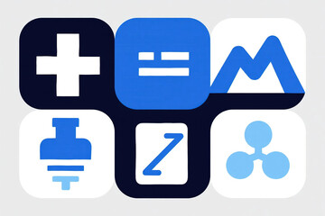 Obraz premium Six abstract app icons on a grid