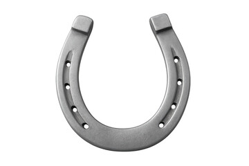 Silver horseshoe representing good luck and prosperity on transparent background