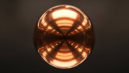 Perfectly Reflective Copper Sphere with Repeating Tunnel of Light Reflections