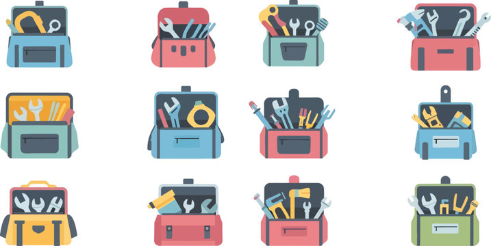 tool kit with varied colored cases