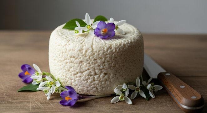 Authentic Romanian Caș Cheese Styled for Premium Stock Photography