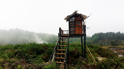 Small hut made of bamboo