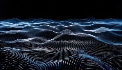 Naklejka premium Abstract Digital Landscape with Wavy Lines and Dark Background.