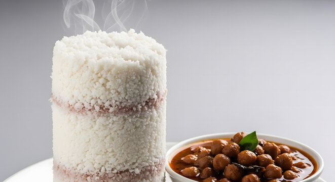 Authentic Steaming Puttu with Spicy Kadala Curry Traditional Kerala Breakfast