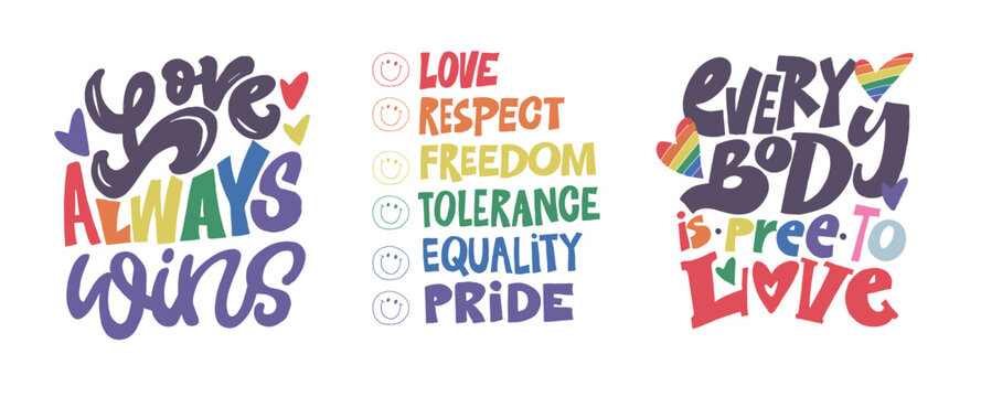 Happy Pride month - cute hand drawn doodle lettering print. 100% vector image. Funny hand drawn lettering about love. Pride month, trans love.