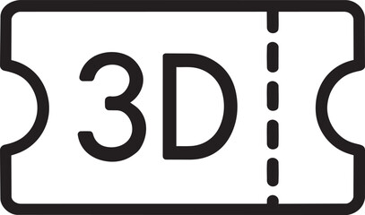 3D movie ticket icon design for cinema experiences and three dimensional film screenings