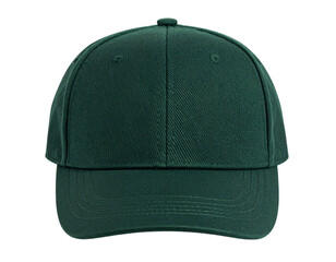 Top-Down View of Dark Green Baseball Cap with Flat Brim, Modern Flat Lay Composition, Isolated on Transparent Background