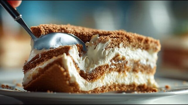 A slice of cake on plate.