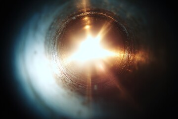 Light shines through a narrow tunnel in a unique pattern and creates a bright glow during the day