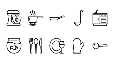 Set of 10 kitchen icons vector