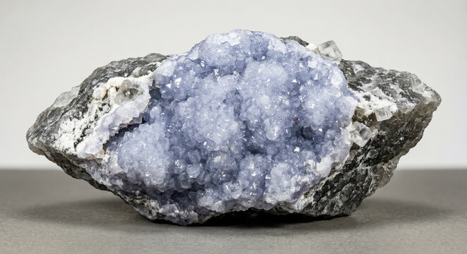 Blue sugar anhydrite mineral specimen with fine grained saccharoidal texture and light blue color.