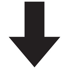 Solid black arrow icon pointing down, minimalist direction and download vector symbol Png © Imtiyaz Baba
