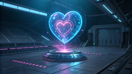 Futuristic Neon Heart Core Technology
