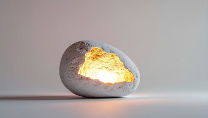 Decorative stone with glowing interior, showcasing a unique design, perfect for home decor, artistic displays, or as a conversation starter in modern interiors
