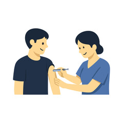 Fototapeta premium Vaccination Scene Flat Vector Illustration