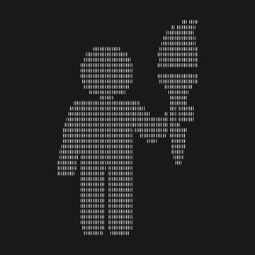 Binary code silhouette of a man on a with digital pattern