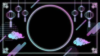 Obraz na płótnie Canvas 中華風　ネオン　背景　16:9