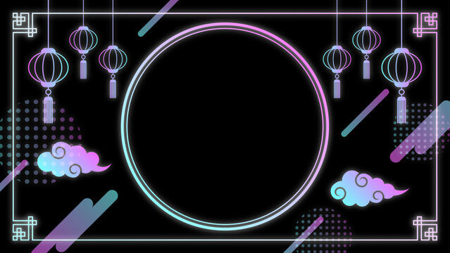 中華風　ネオン　背景　16:9