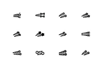 Hair Clip and Barrette Accessory Silhouette Vector Icon Set