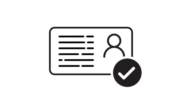 Profile verify icon with check mark animation isolated on white background