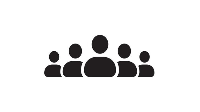 Group of five people icon animation isolated on white background