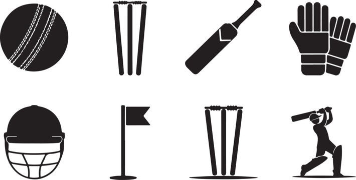 Cricket Team Huddle Silhouette Icons