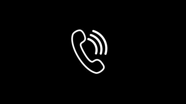 Phone call ringing icon animation isolated on black background