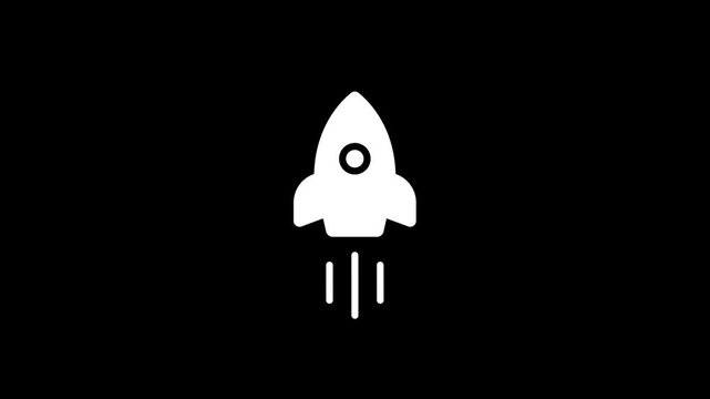 Rocket successful launch icon animation isolated on black background