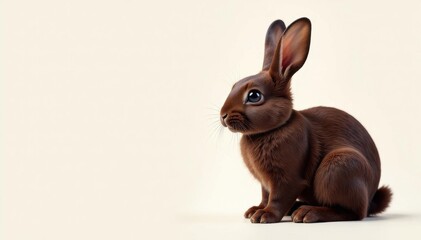 Obraz premium Milk chocolate bunny, glossy coat, ears upright, candy, easter, festive